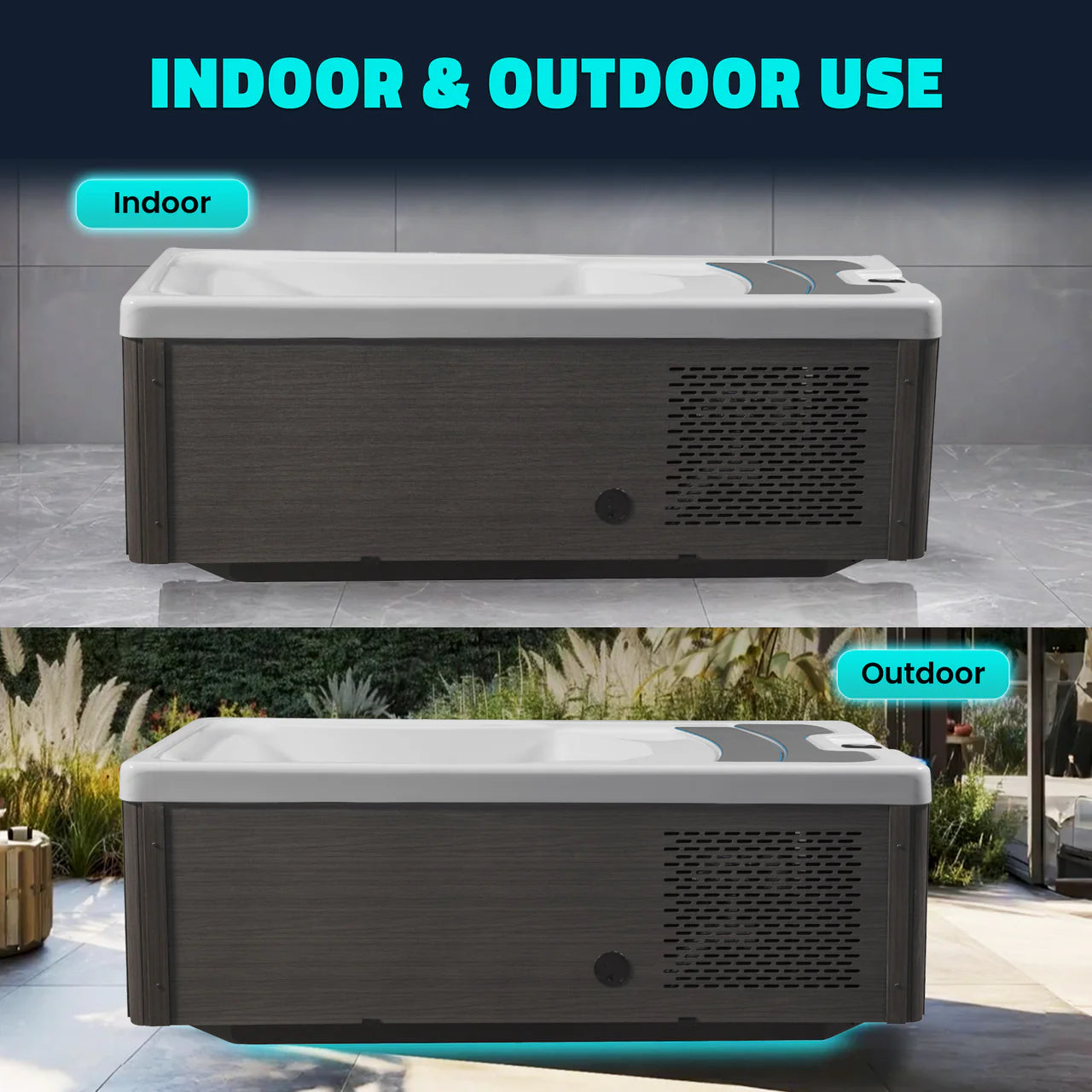 K-PLUNGE All-in-One Cold Plunge and Hot Tub with Built-in Chiller, Lights, and WiFi in White