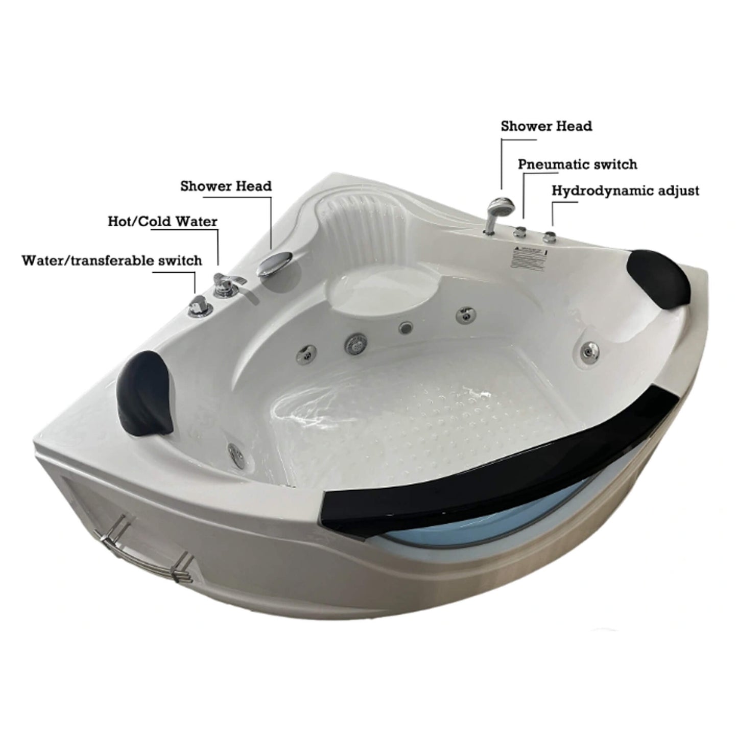 Alora Celestia 59-Inch 2-Person Luxury Corner Whirlpool Jetted Bathtub (SAK23819)