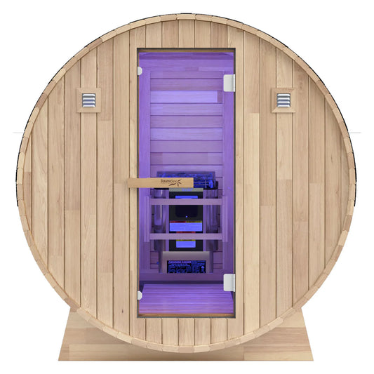 4-6-Person Outdoor Barrel Wet Sauna in White Cedar