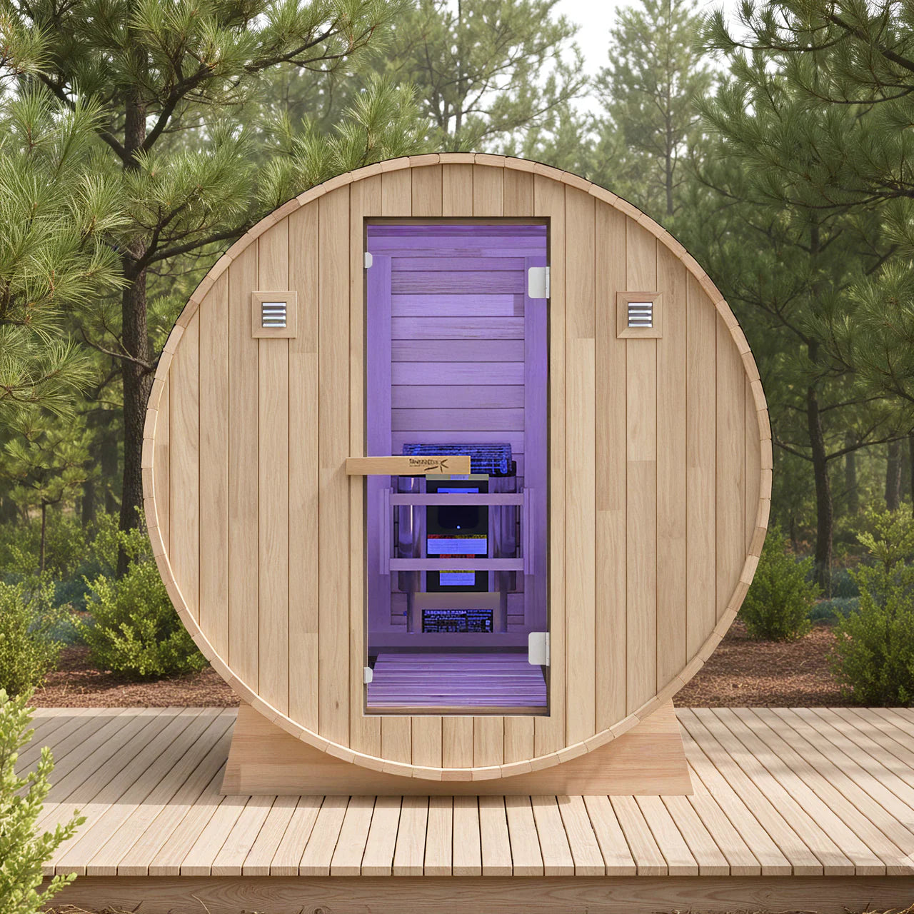 4-6-Person Outdoor Barrel Wet Sauna in White Cedar