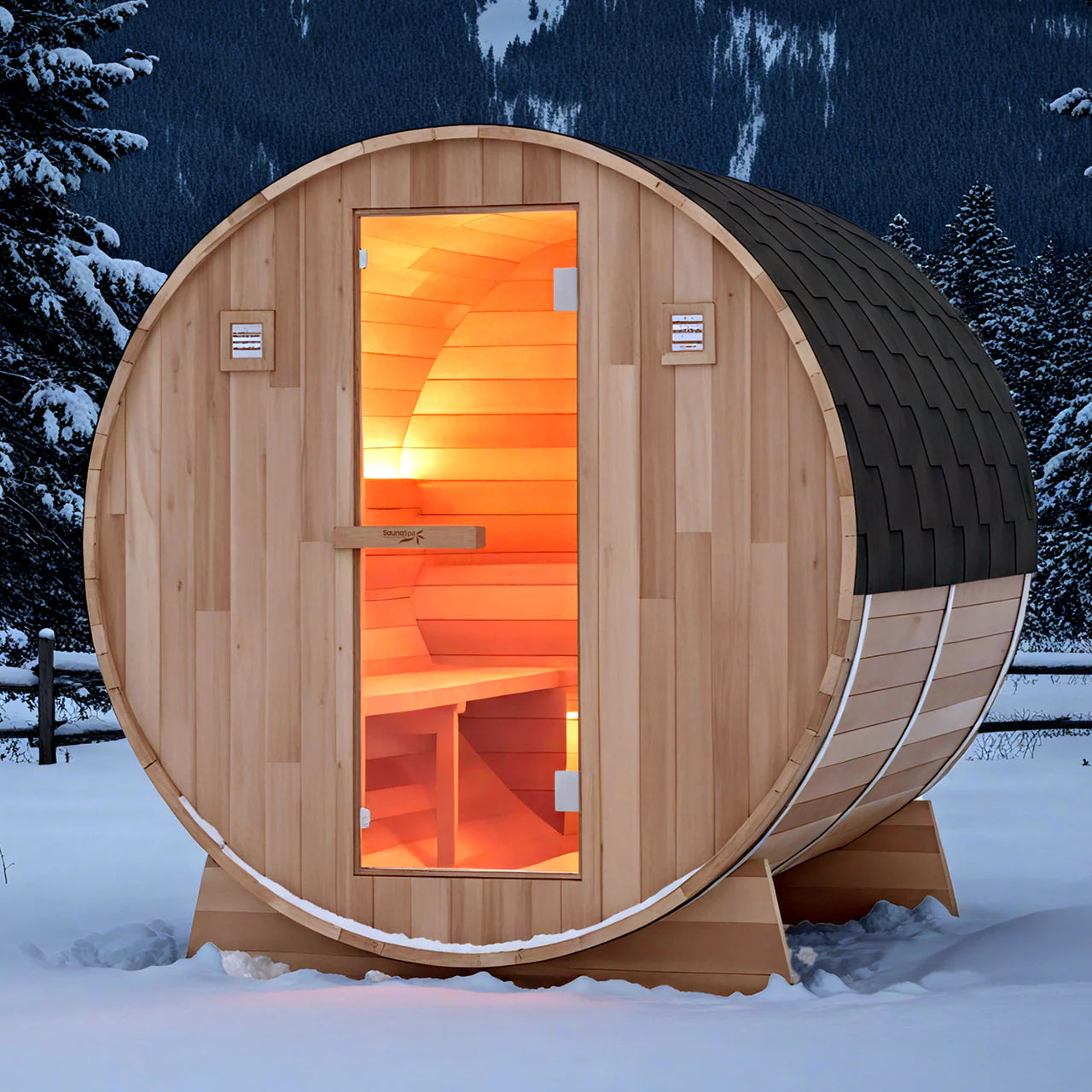 4-6-Person Outdoor Barrel Wet Sauna in White Cedar