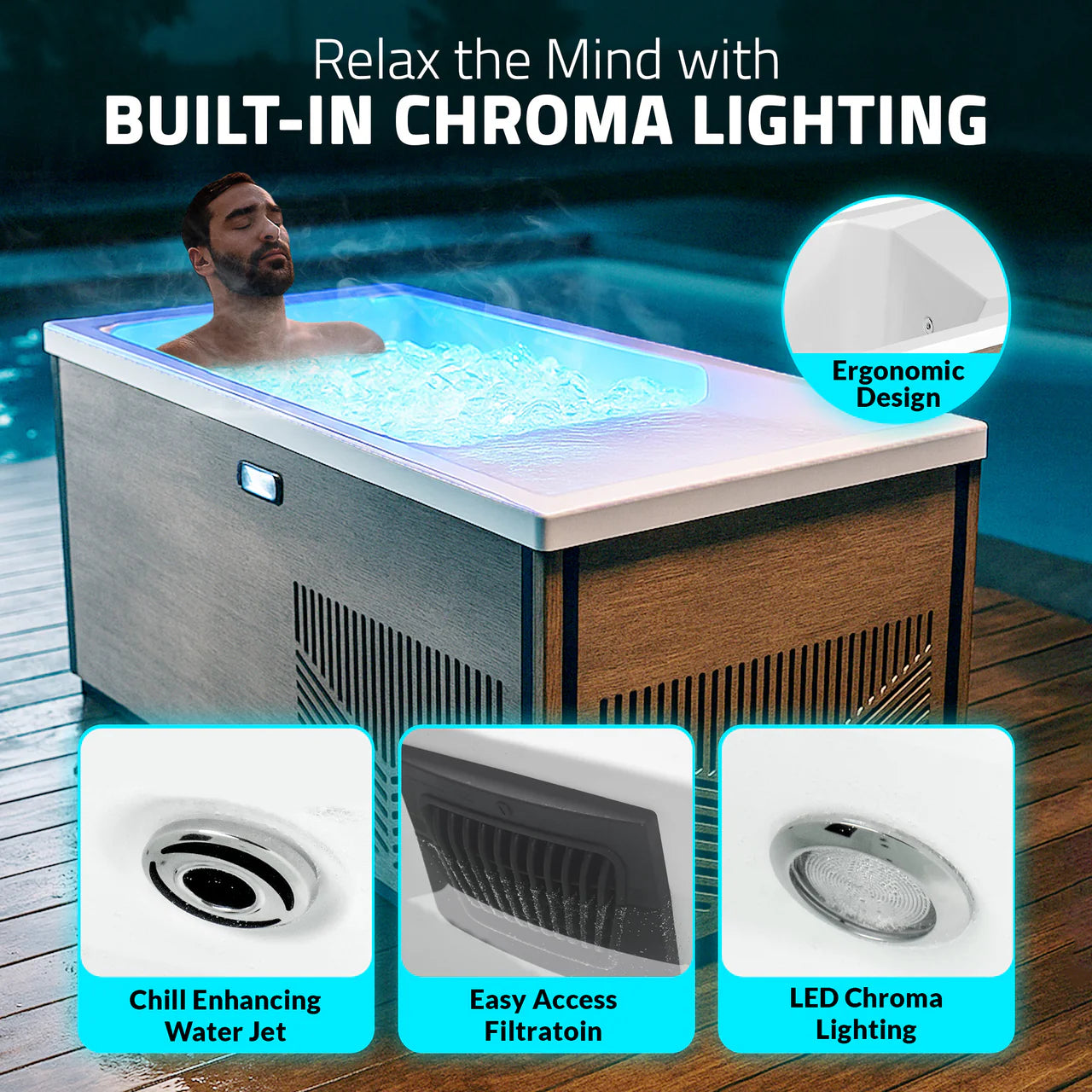 K-PLUNGE Iroquois All-in-One Cold Plunge and Hot Tub with Built-in Chiller