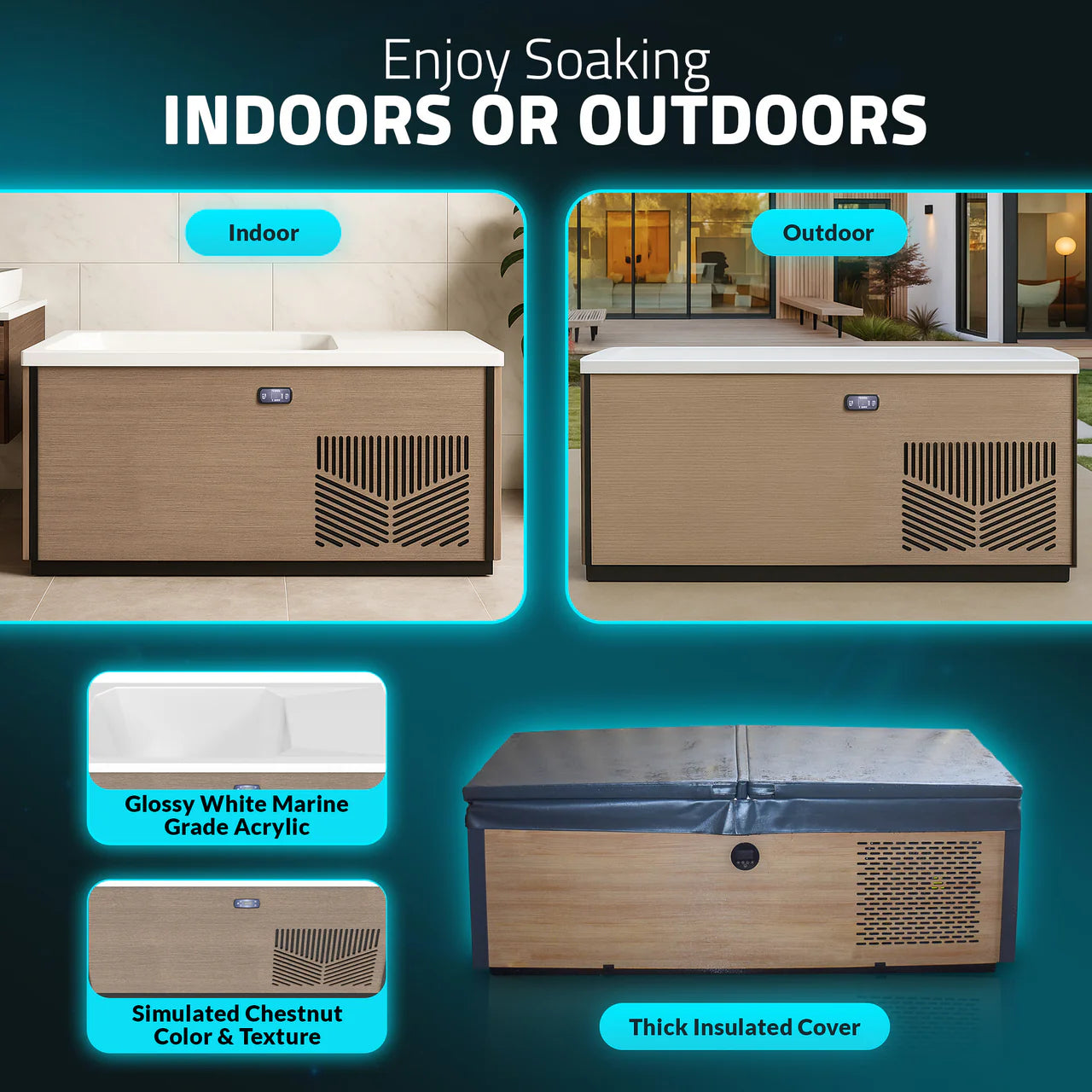 K-PLUNGE Iroquois All-in-One Cold Plunge and Hot Tub with Built-in Chiller