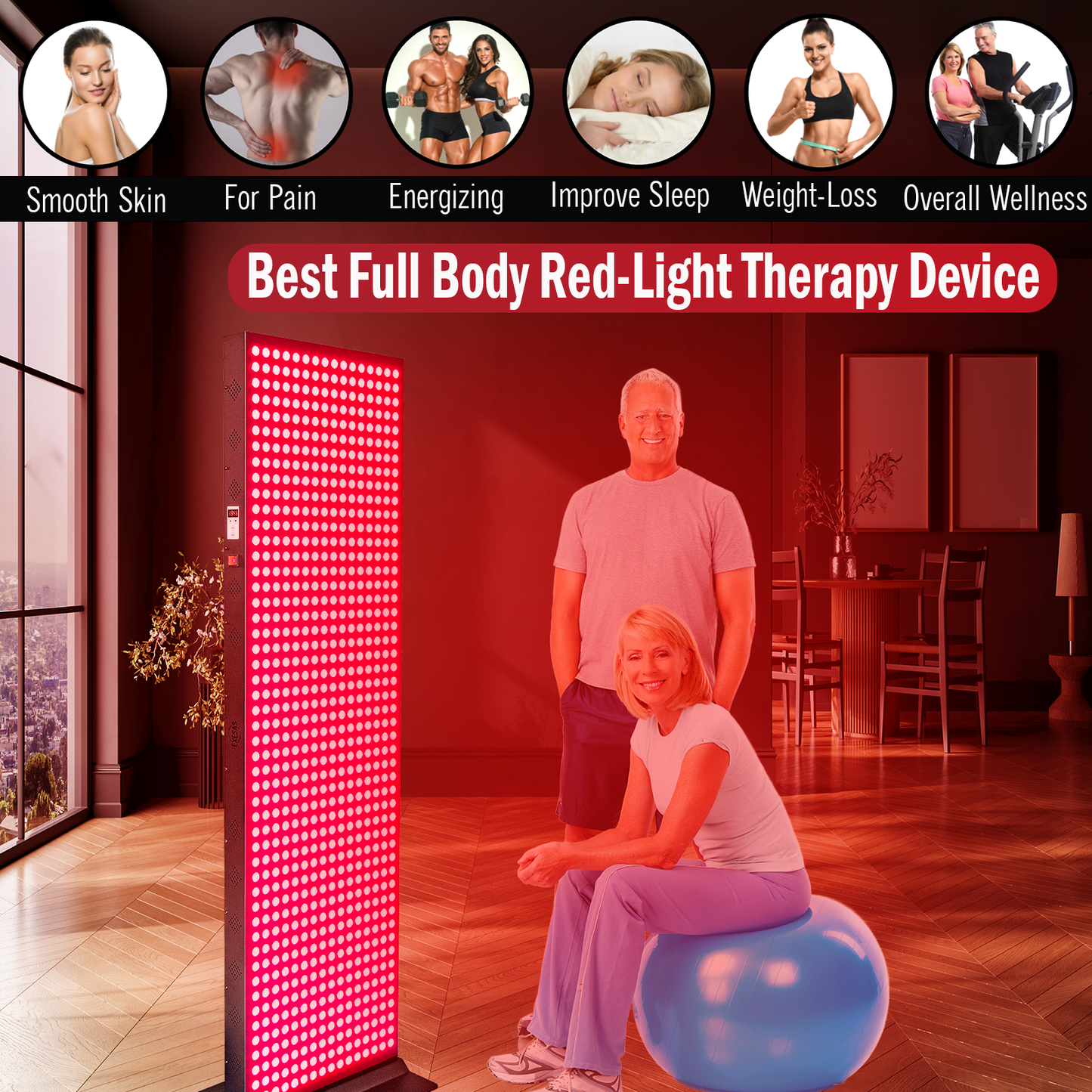 EXESAS  800 LED, 4000W Dual-Chip, Red Light Therapy Device for Full Body, 4-Wavelengths Infrared LED Panel for Skin, Weight, Pain, Wellness