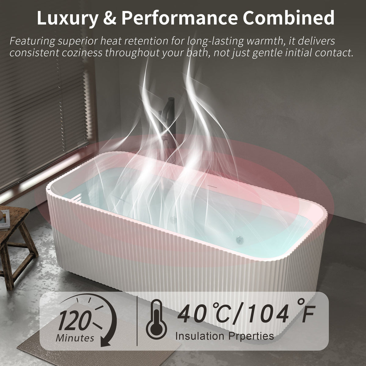 67" Rectangle Linear Acrylic Massage Whirlpool Freestanding Bathtub