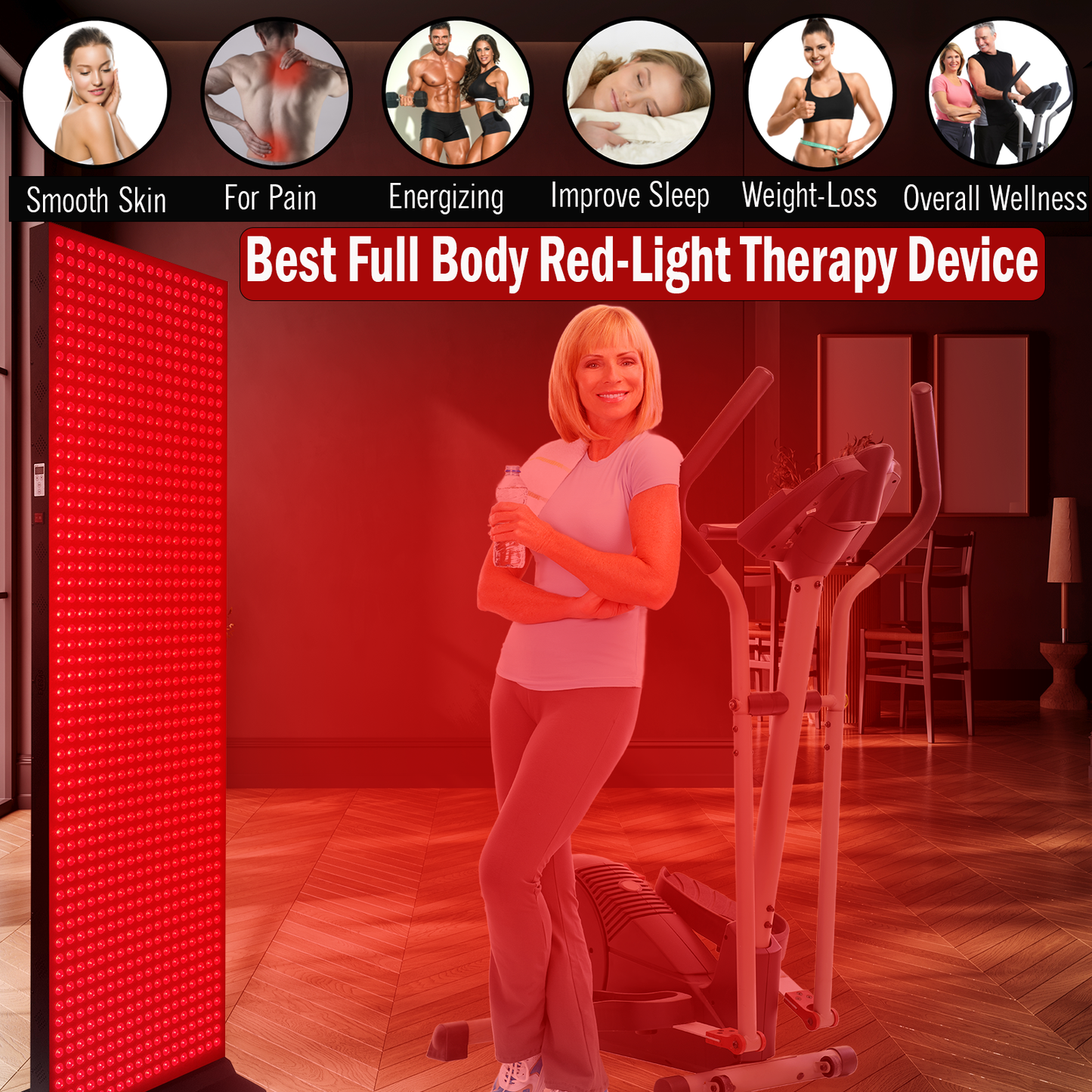EXESAS 1008 LED, 5040W Dual-Chip, Red Light Therapy Device for Full Body, 4-Wavelengths Infrared LED Panel for Skin, Weight, Pain, Wellness
