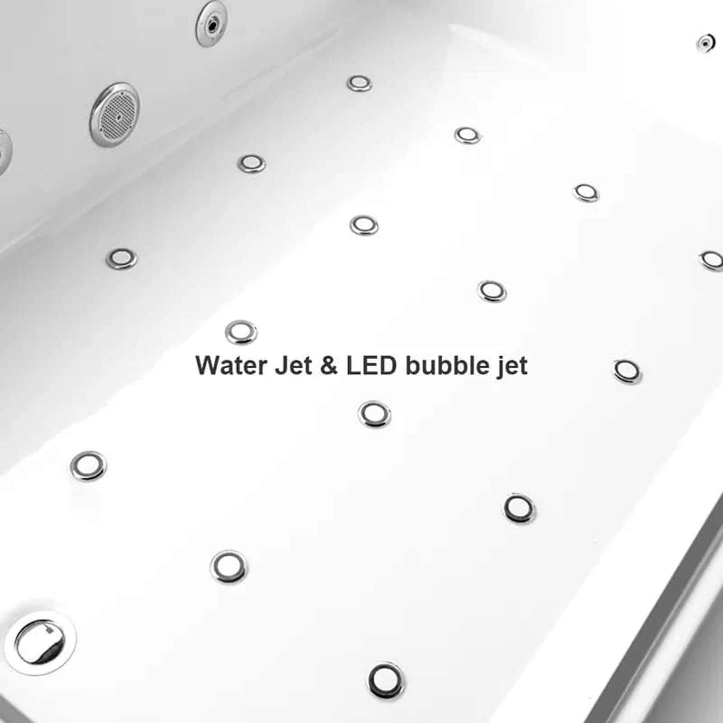 Alora Solstice 71-Inch Luxury 2-Person Acrylic Whirlpool Tub With LED Lights Jets And Faucet (SAK91752)