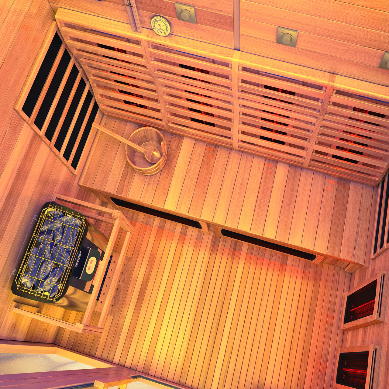 3-4 Person Outdoor Cabin Sauna in Cedar and Hemlock with Far Infrared Panels