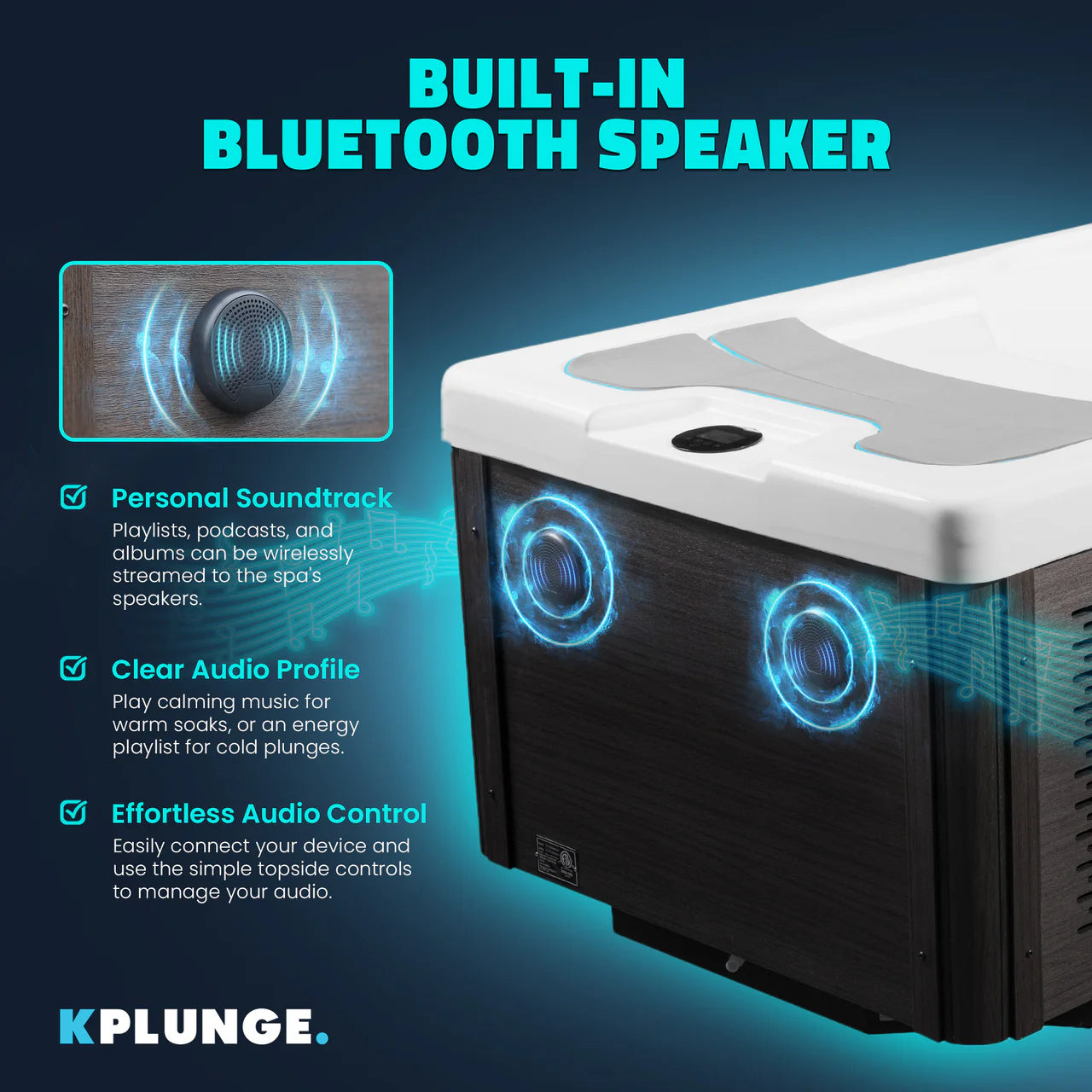 K-PLUNGE All-in-One Cold Plunge and Hot Tub with Built-in Chiller, Lights, and WiFi in White
