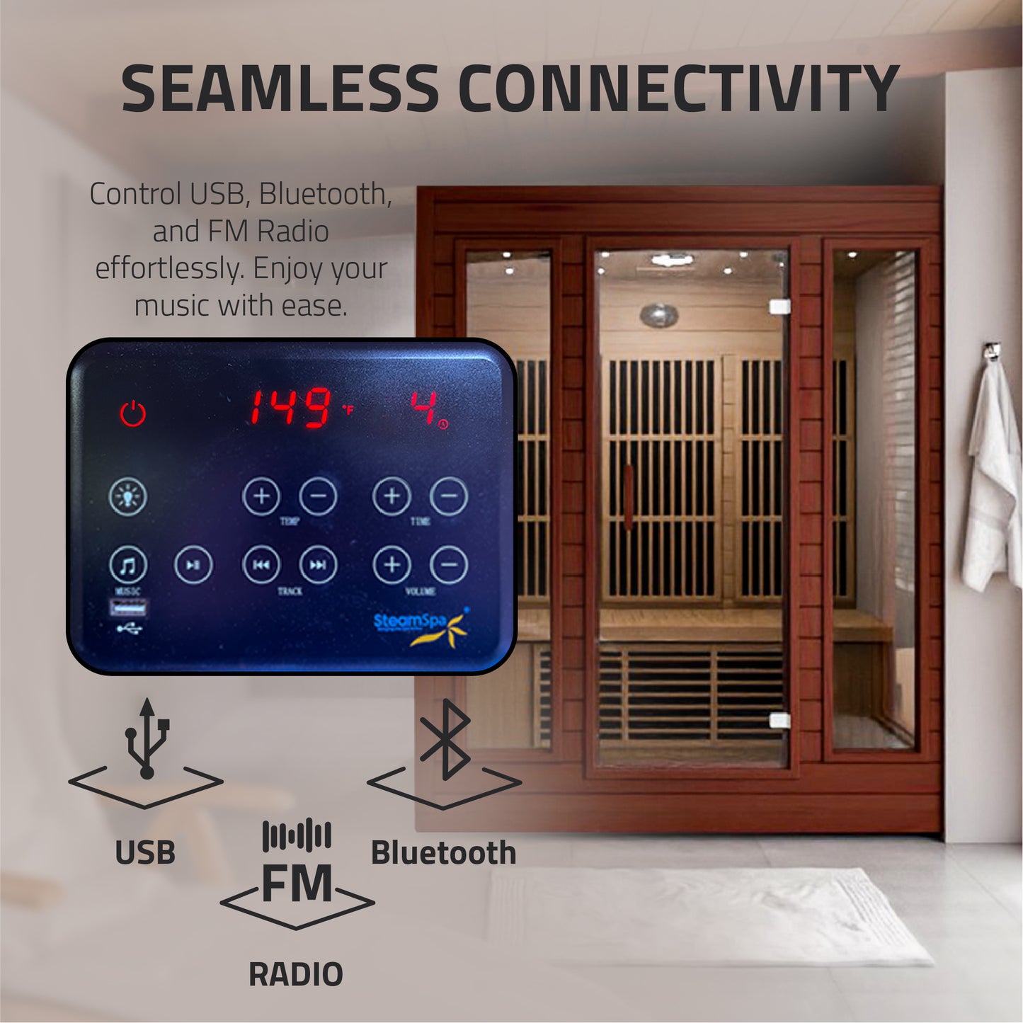 SteamSpa Curacao Carbon FAR Infrared Sauna 3-Person