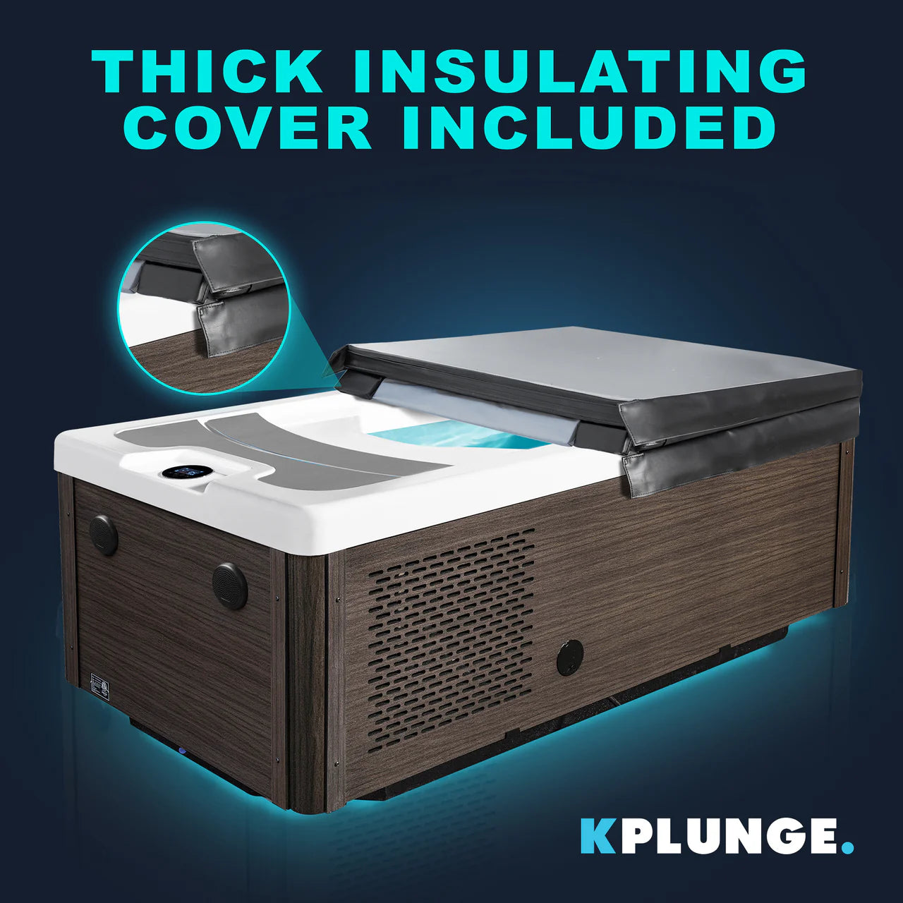 K-PLUNGE All-in-One Cold Plunge and Hot Tub with Built-in Chiller, Lights, and WiFi in White