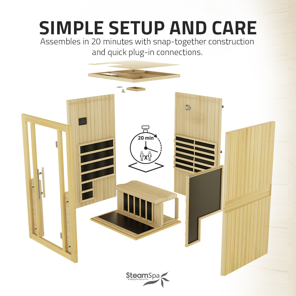 SteamSpa Fiji Carbon FAR Infrared Sauna 2-Person