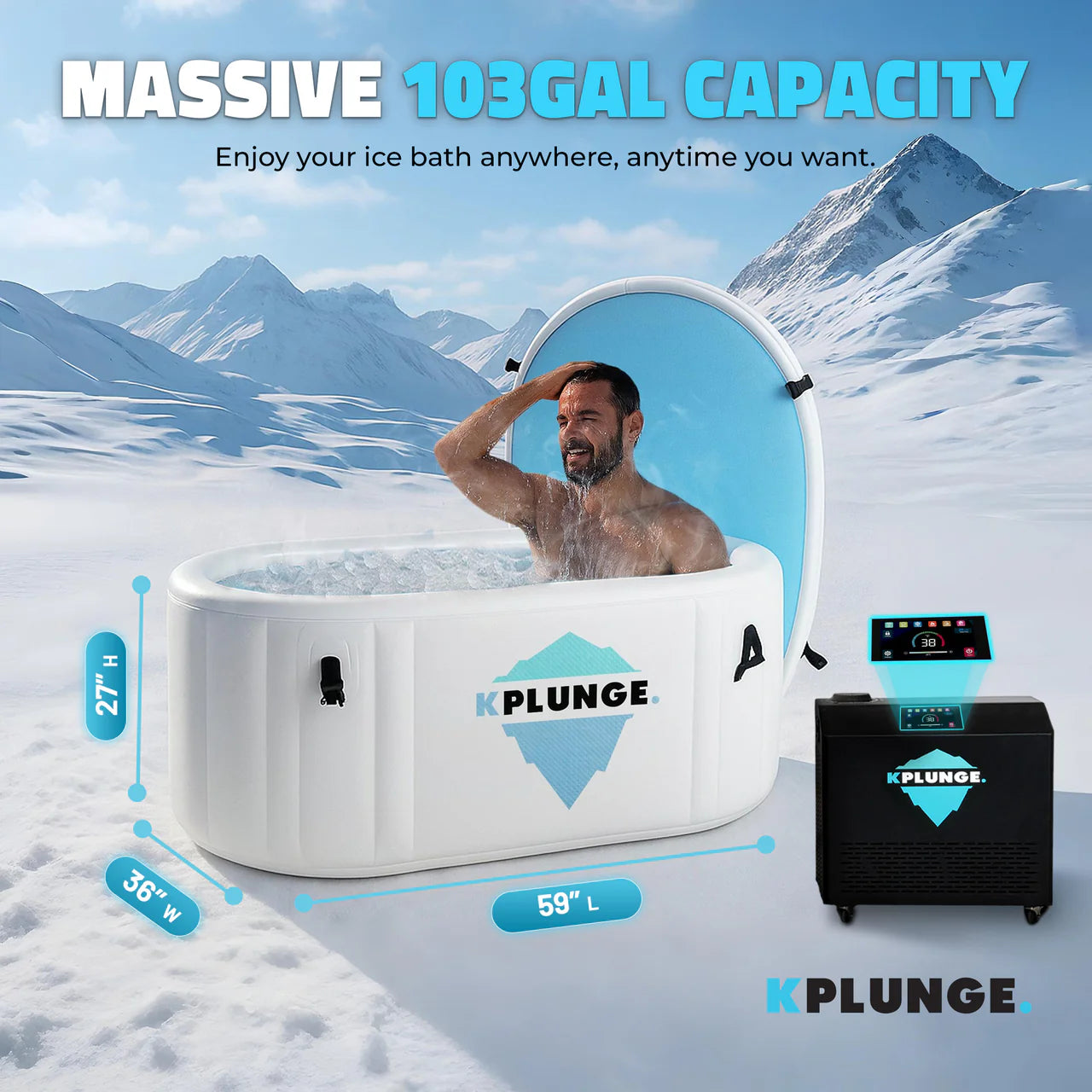 K-Plunge Kodiak All-In-One Inflatable Cold Plunge/Hot Tub 1 HP