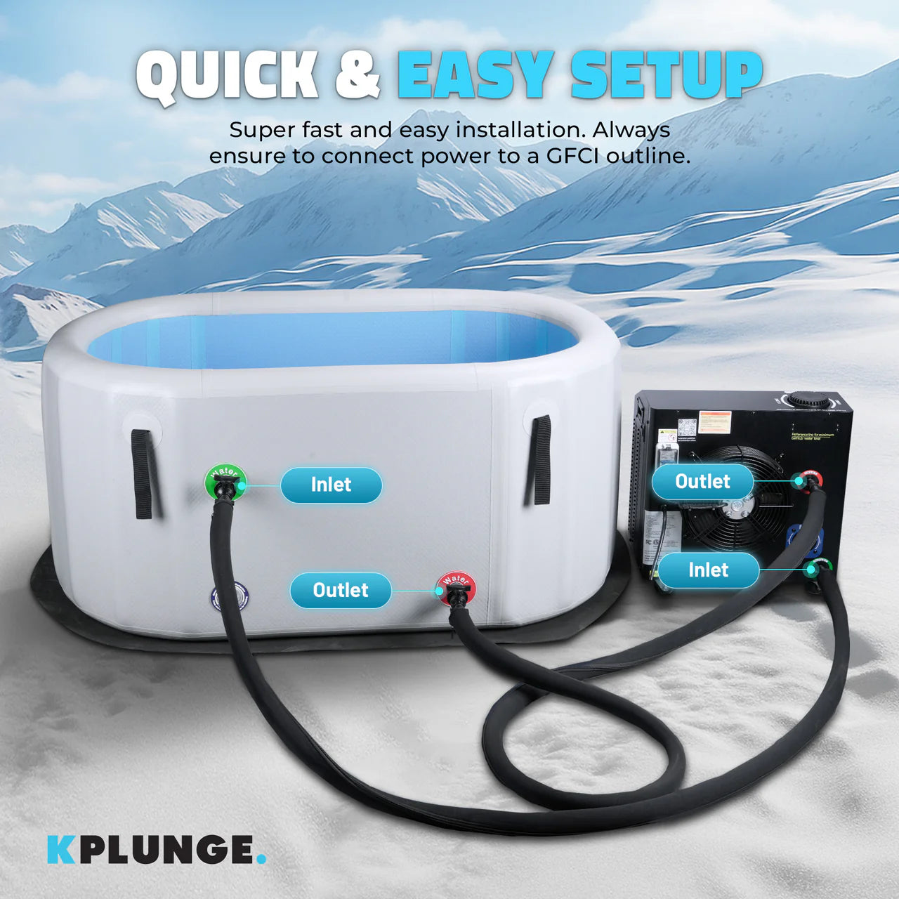 K-Plunge Kodiak All-In-One Inflatable Cold Plunge/Hot Tub 1 HP