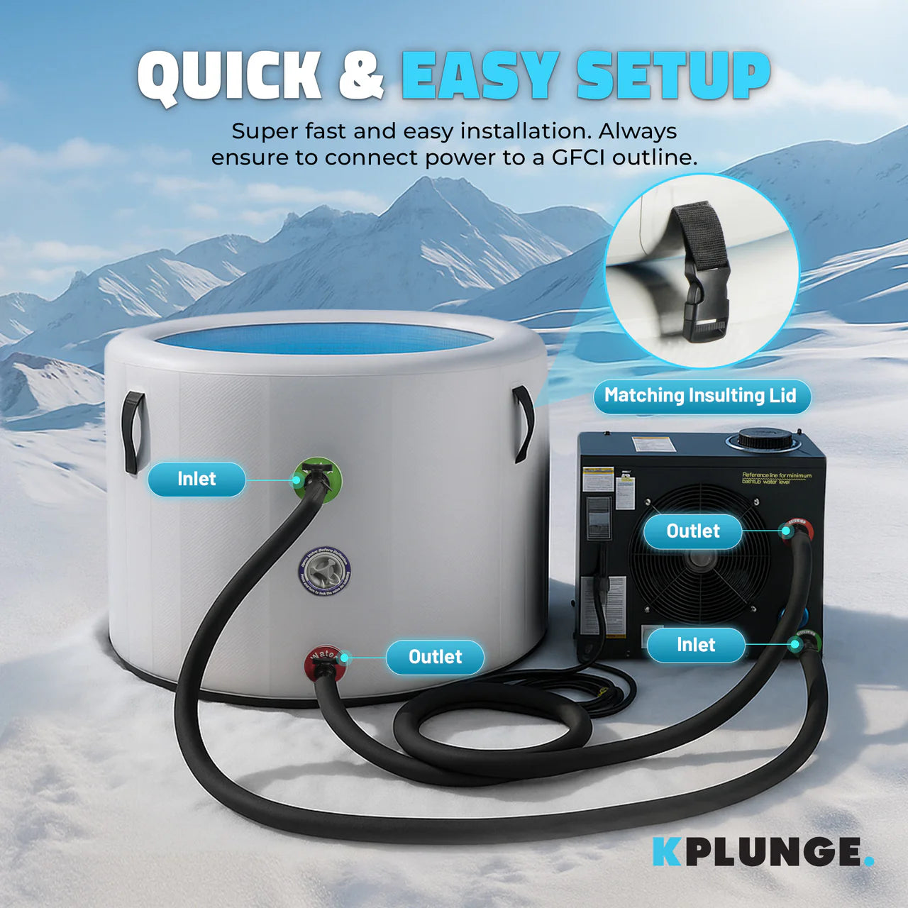 K-PLUNGE Arctic Fox Inflatable Cold Plunge Ice Bath/Hot Tub 1 HP