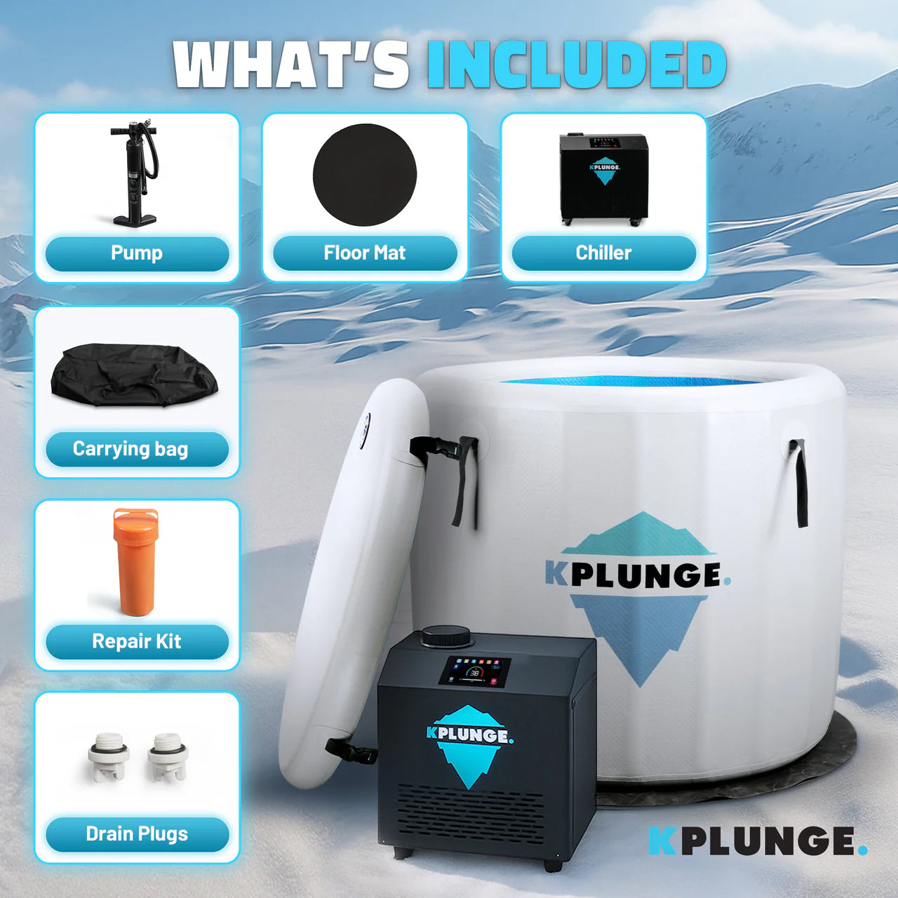 K-PLUNGE Arctic Fox Inflatable Cold Plunge Ice Bath/Hot Tub 1 HP