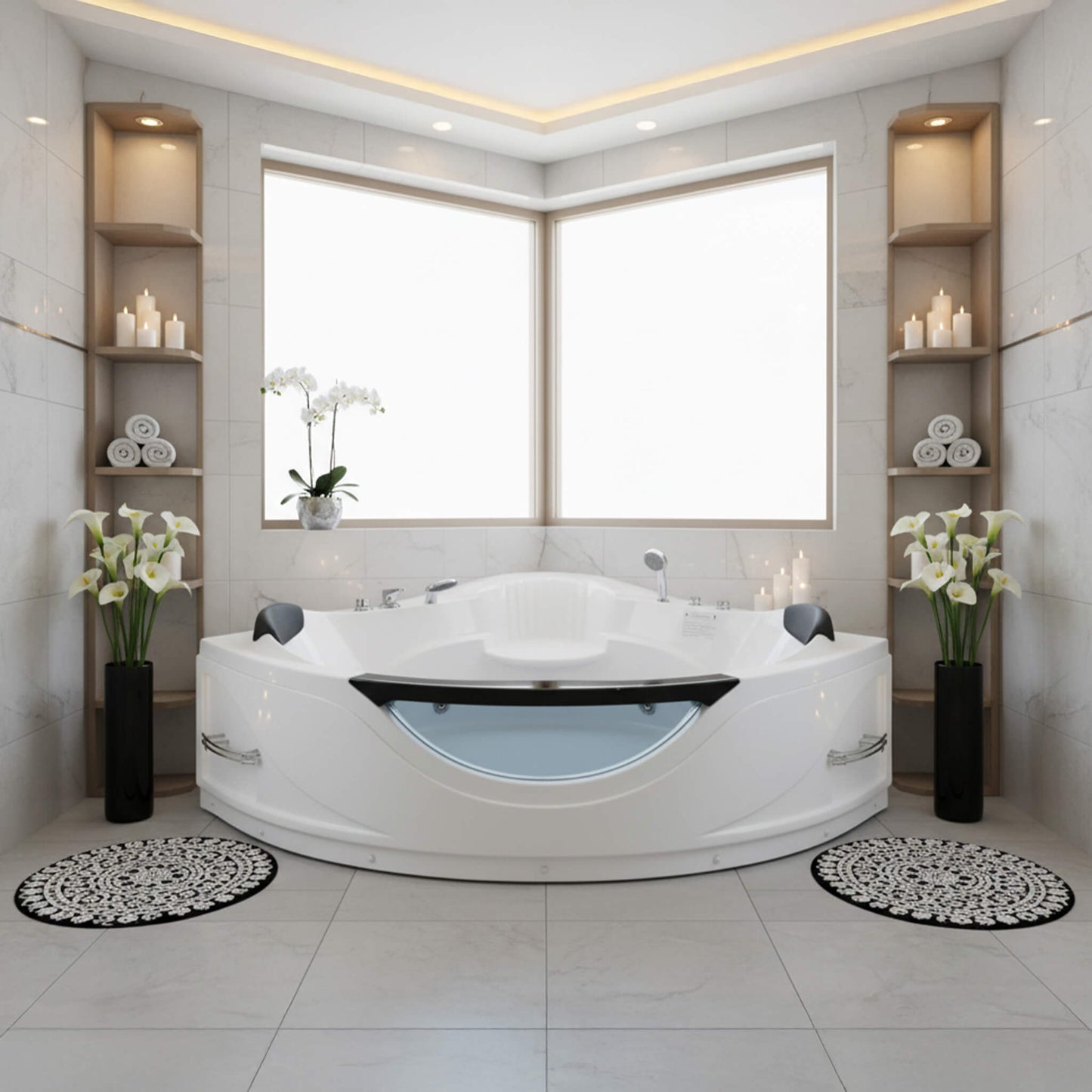 Alora Celestia 59-Inch 2-Person Luxury Corner Whirlpool Jetted Bathtub (SAK23819)