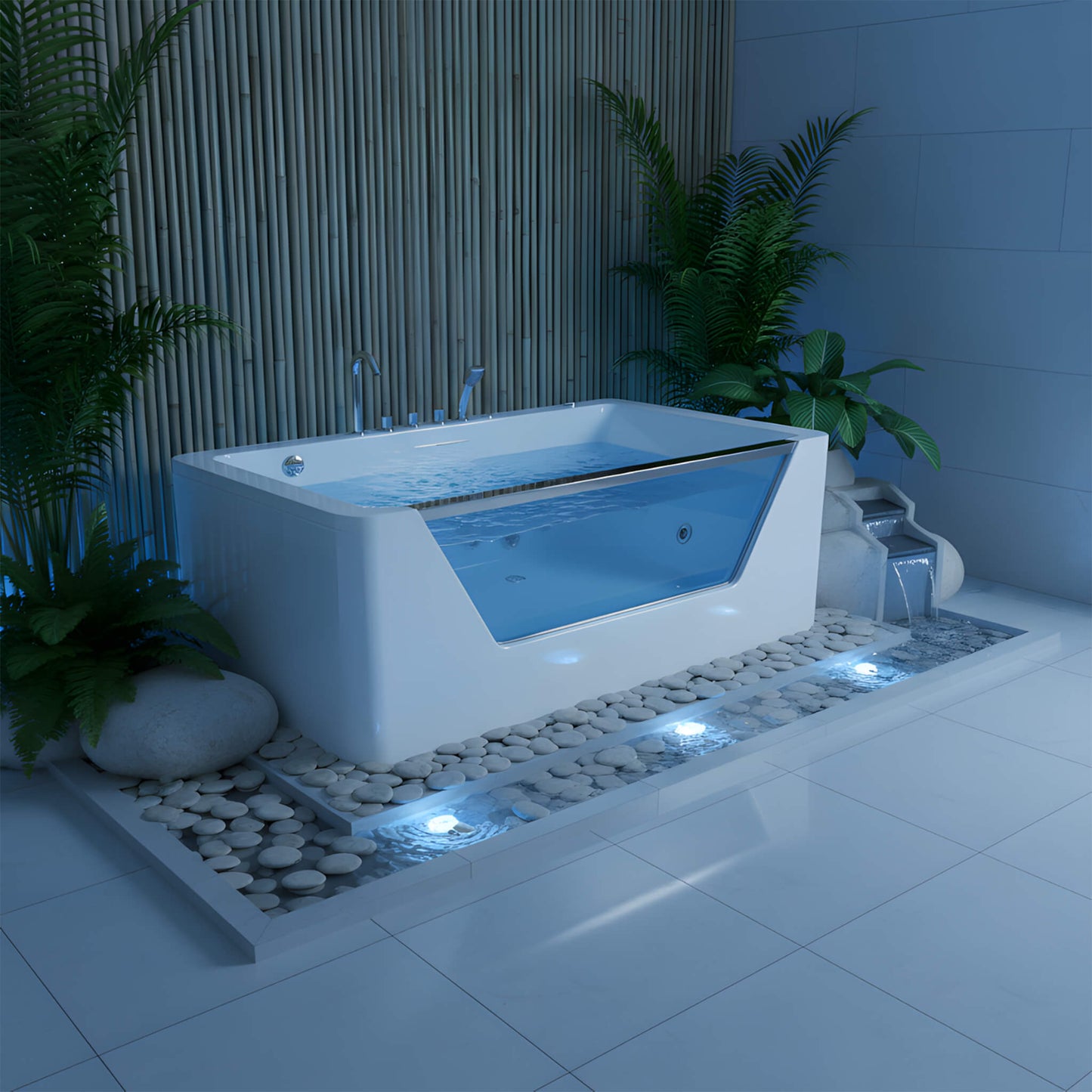 Alora Veloria 67-Inch 7-Jets Hydrotherapy Whirlpool Bathtub With Glass Panel (SAK13589)