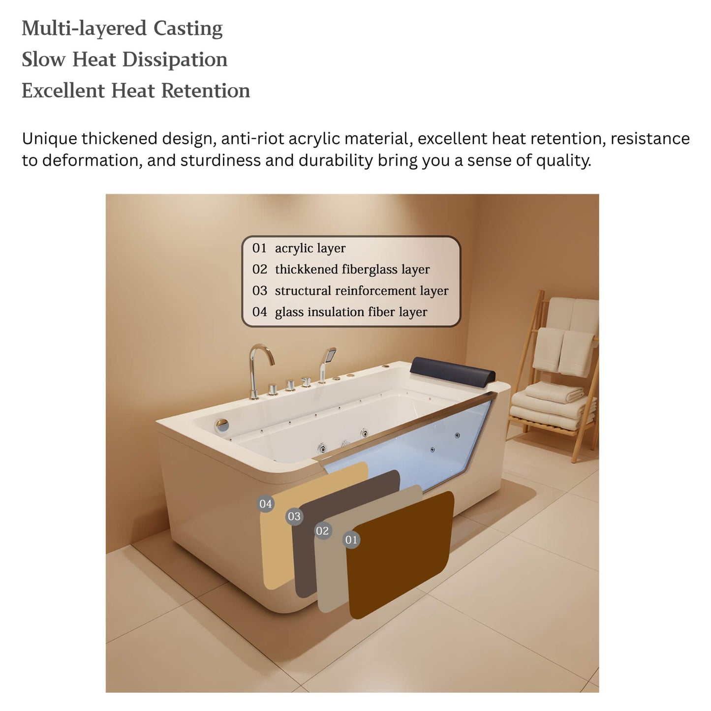Alora Veloria 67-Inch 7-Jets Hydrotherapy Whirlpool Bathtub With Glass Panel (SAK13589)