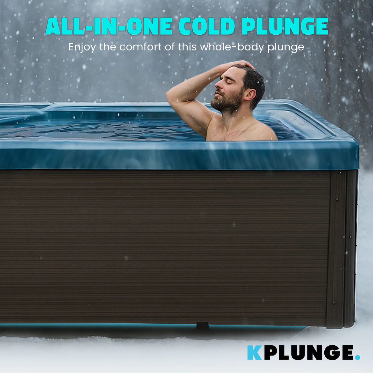 K-PLUNGE All-in-One Cold Plunge and Hot Tub with Built-in Chiller, Lights, and WiFi in Blue