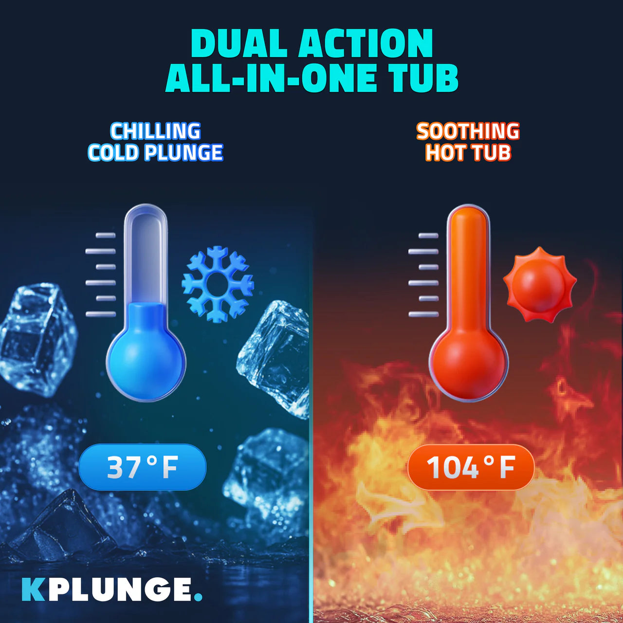 K-PLUNGE All-in-One Cold Plunge and Hot Tub with Built-in Chiller, Lights, and WiFi in Blue