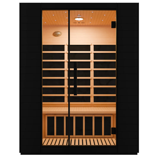 3-Person Infrared Heater Indoor Sauna With Red Light Therapy, Chromotherapy Lights, WiFi Control, Black Canadian Hemlock