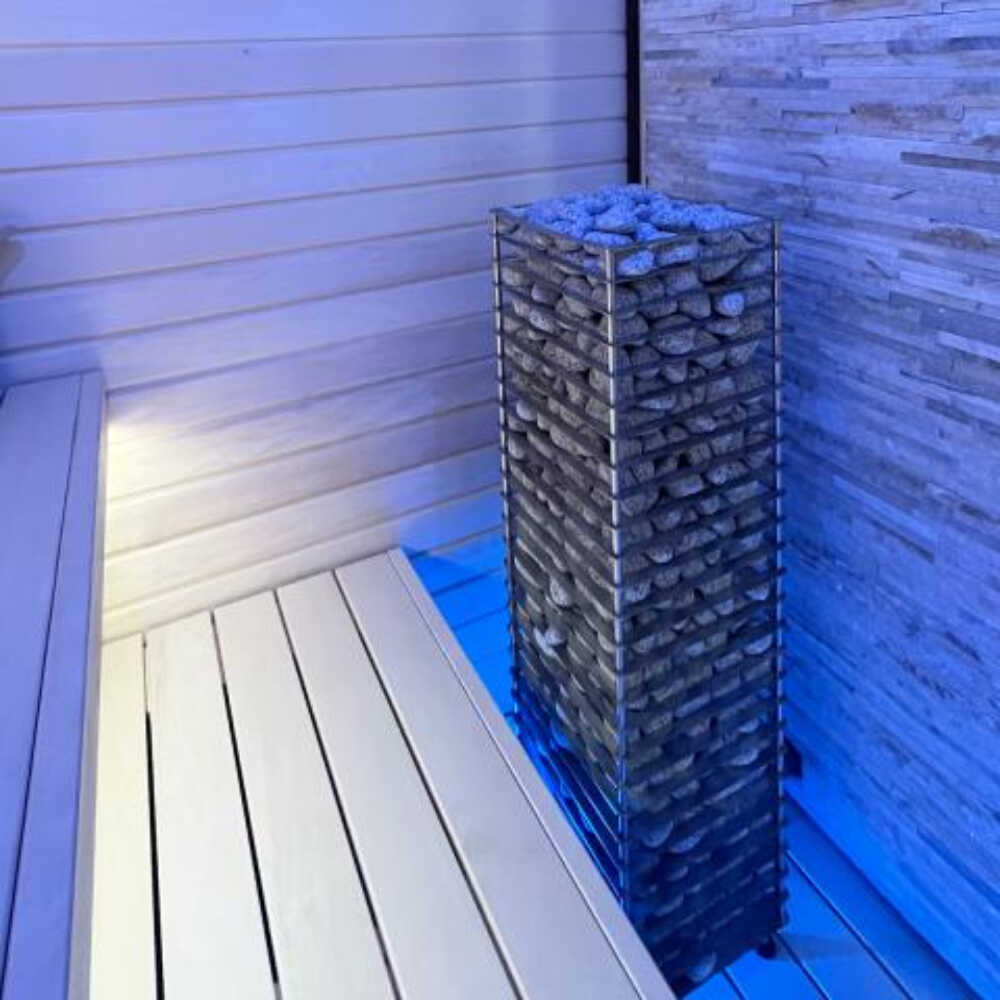 Huum Cliff Slim Electric Stainless Steel Sauna Heater With Digital Controller & Sauna Stones (SAK48752)