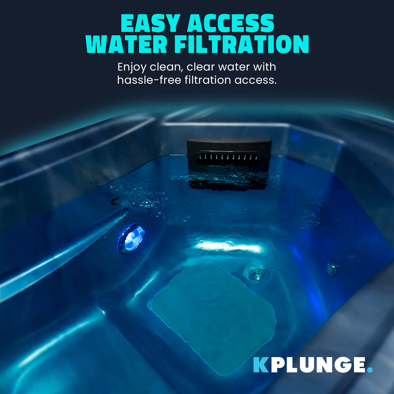 K-PLUNGE All-in-One Cold Plunge and Hot Tub with Built-in Chiller, Lights, and WiFi in Blue