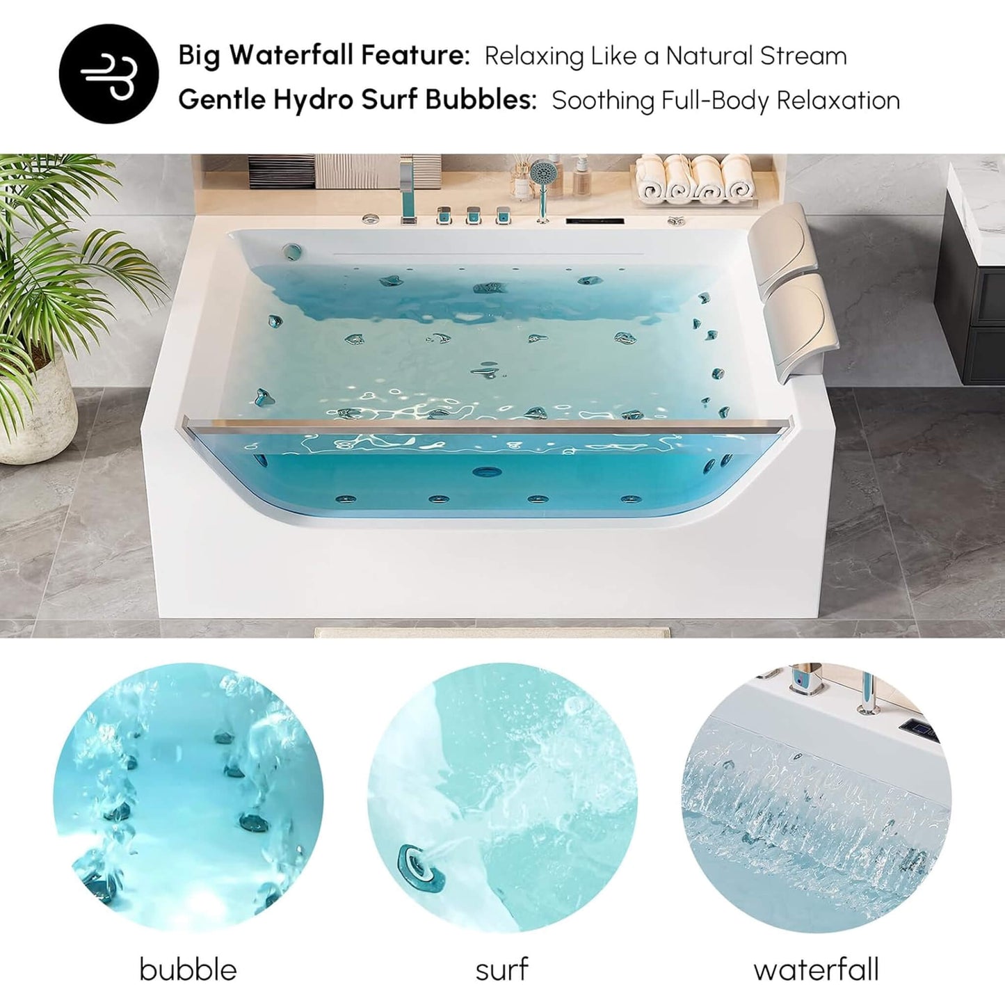 Alora Novara 71-Inch Luxury 2-Person Jetted Whirlpool Tub With Massage And Thermostat Control (SAK13872)