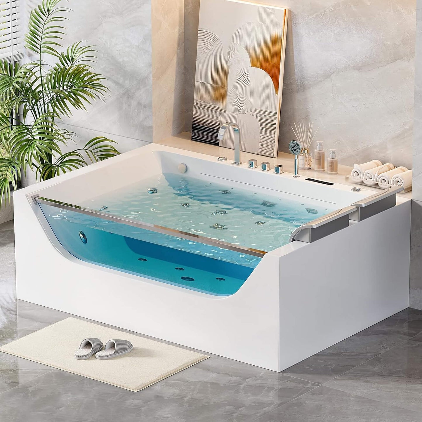 Alora Novara 71-Inch Luxury 2-Person Jetted Whirlpool Tub With Massage And Thermostat Control (SAK13872)