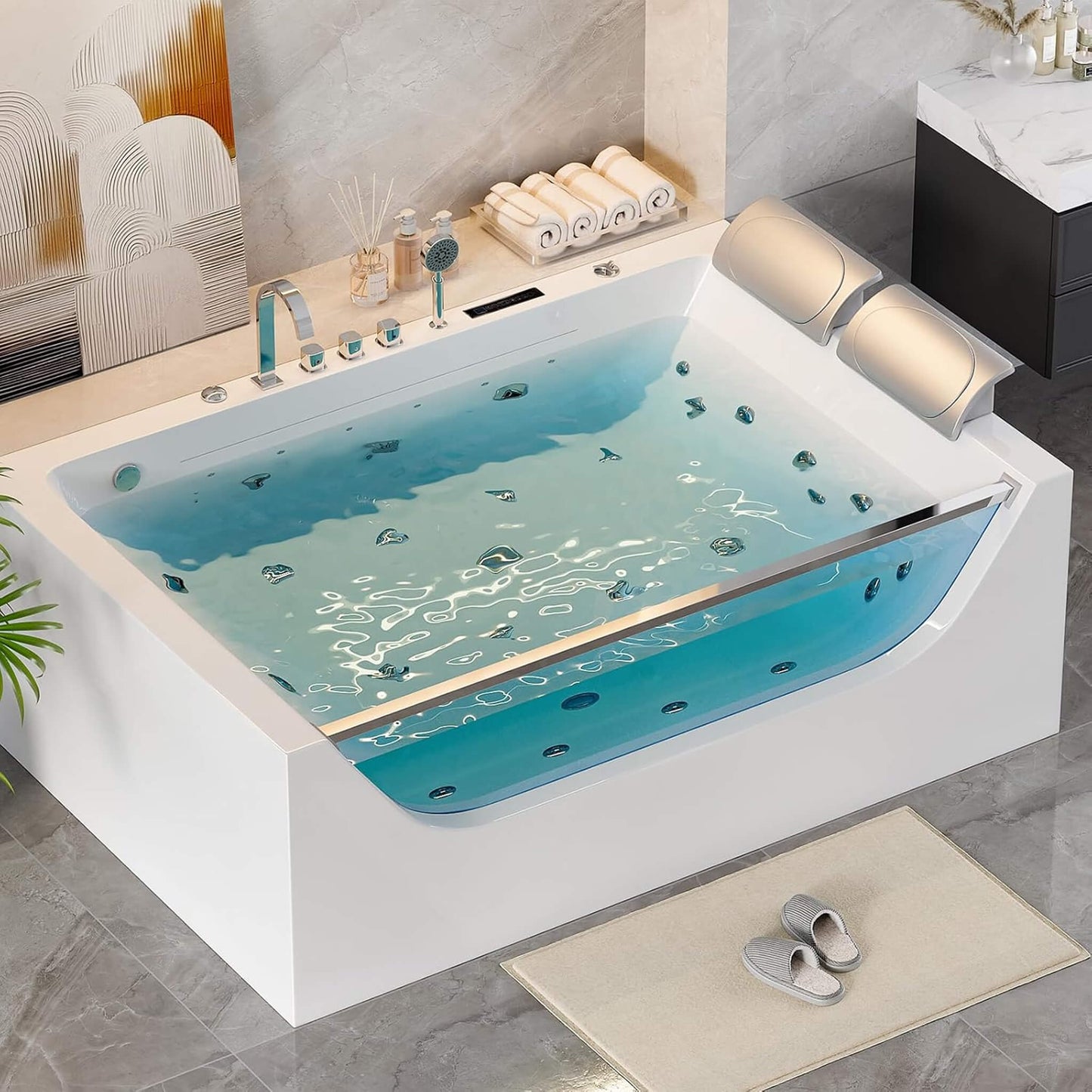 Alora Novara 71-Inch Luxury 2-Person Jetted Whirlpool Tub With Massage And Thermostat Control (SAK13872)