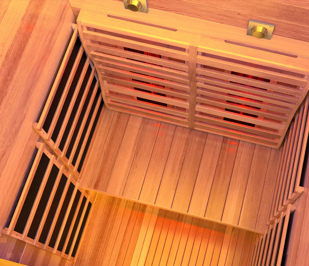 2-Person Outdoor Cabin Sauna in Red Cedar and Hemlock with Far Infrared, Starry Night Lights