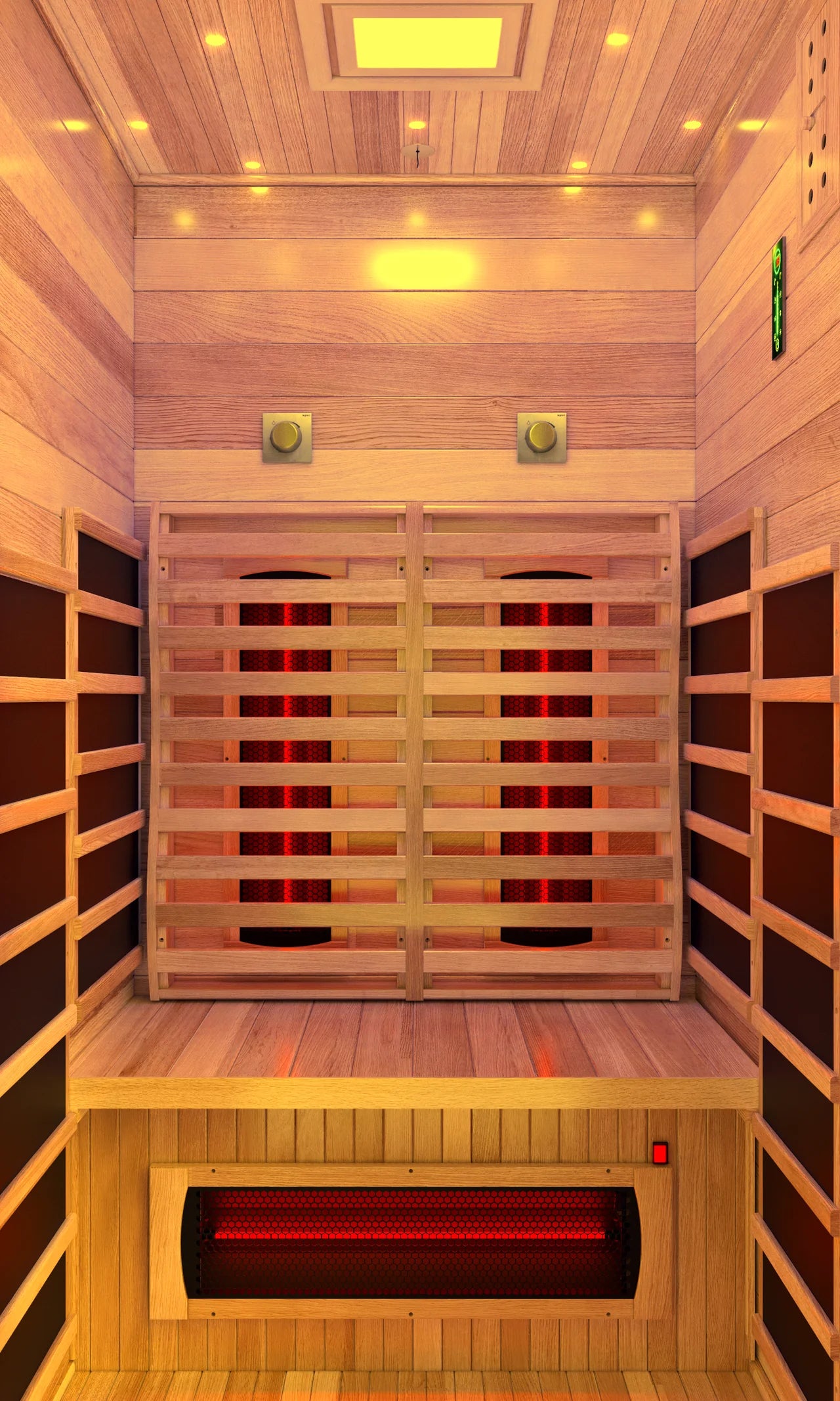 2-Person Outdoor Cabin Sauna in Red Cedar and Hemlock with Far Infrared, Starry Night Lights