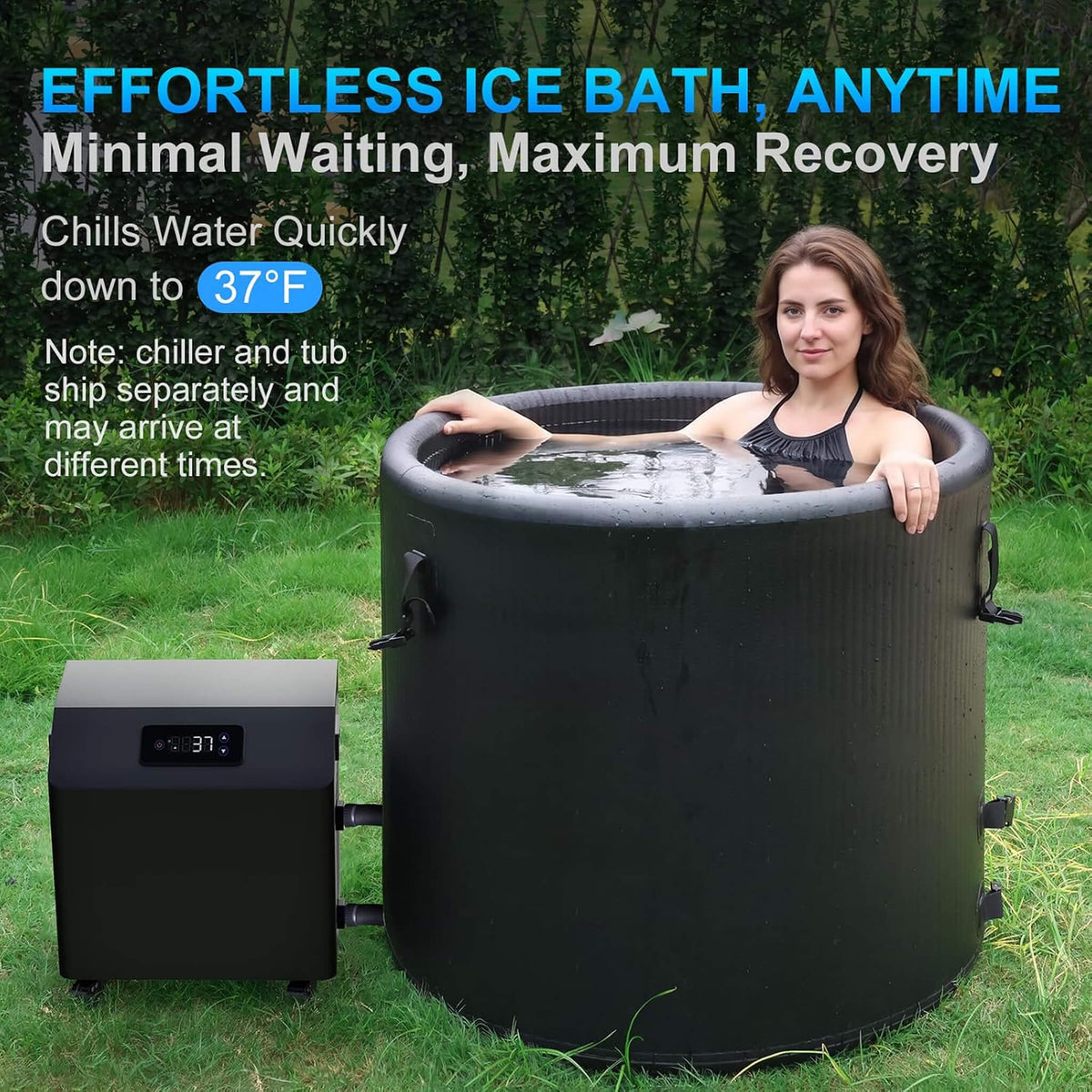 Premium XL 120 Gal Cold Plunge Tub Kit With 1HP Chiller, Filter, And Pump (SAK92632)