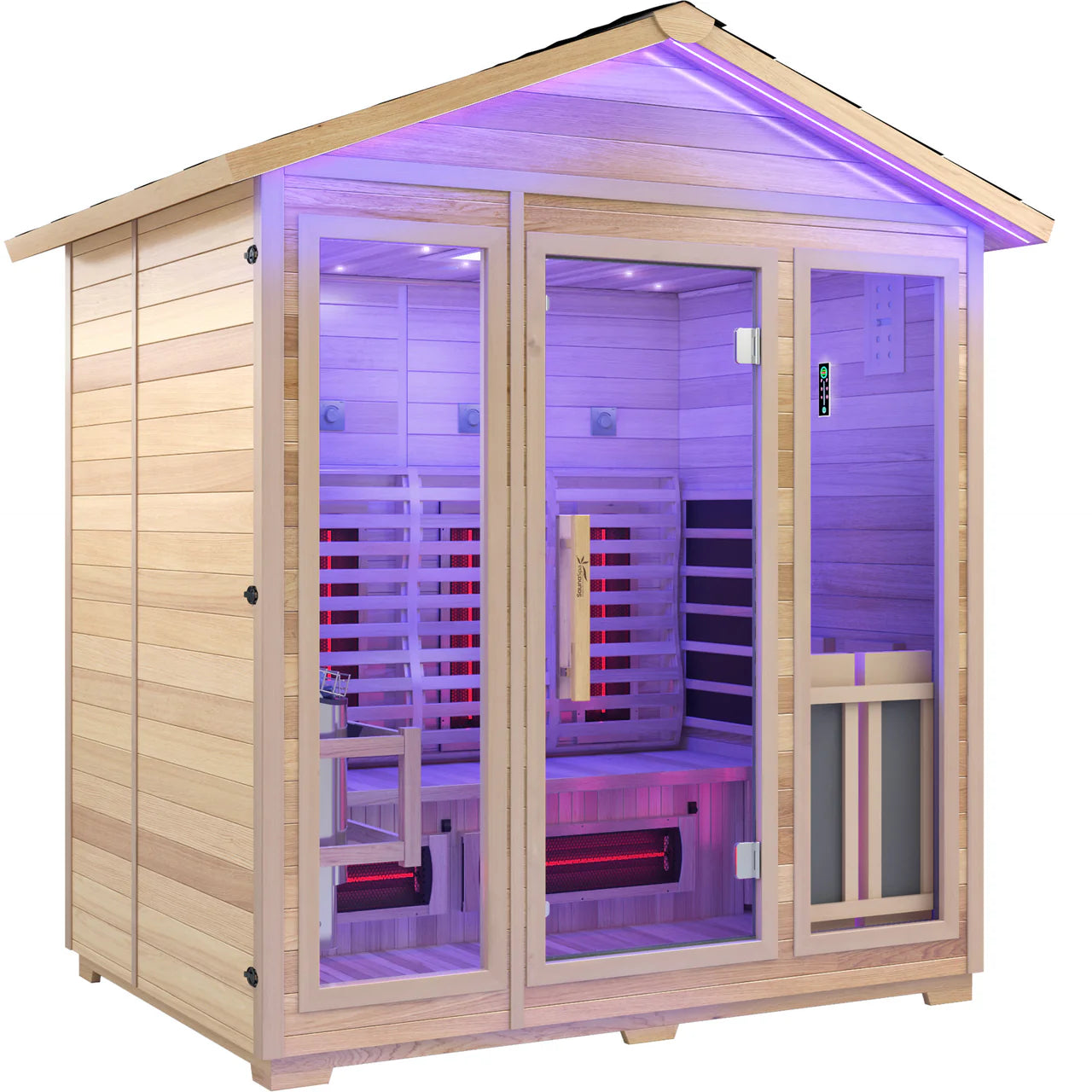 3-4 Person Outdoor Cabin Sauna in Cedar and Hemlock with Far Infrared Panels