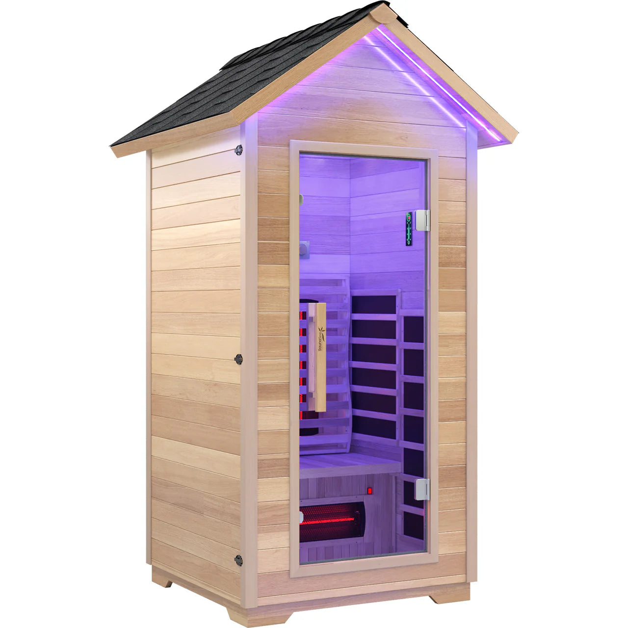 2-Person Outdoor Cabin Sauna in Red Cedar and Hemlock with Far Infrared, Starry Night Lights