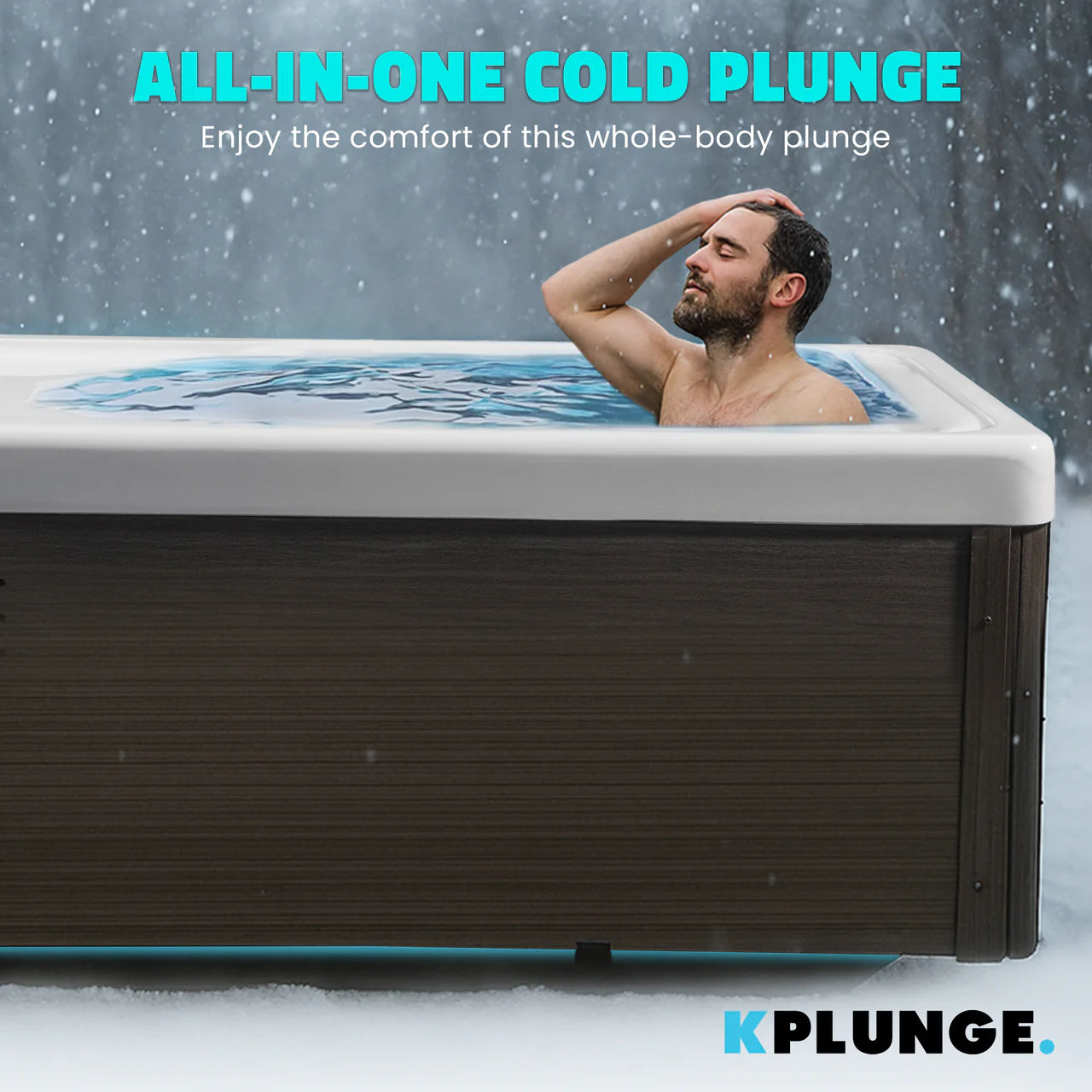 K-PLUNGE All-in-One Cold Plunge and Hot Tub with Built-in Chiller, Lights, and WiFi in White