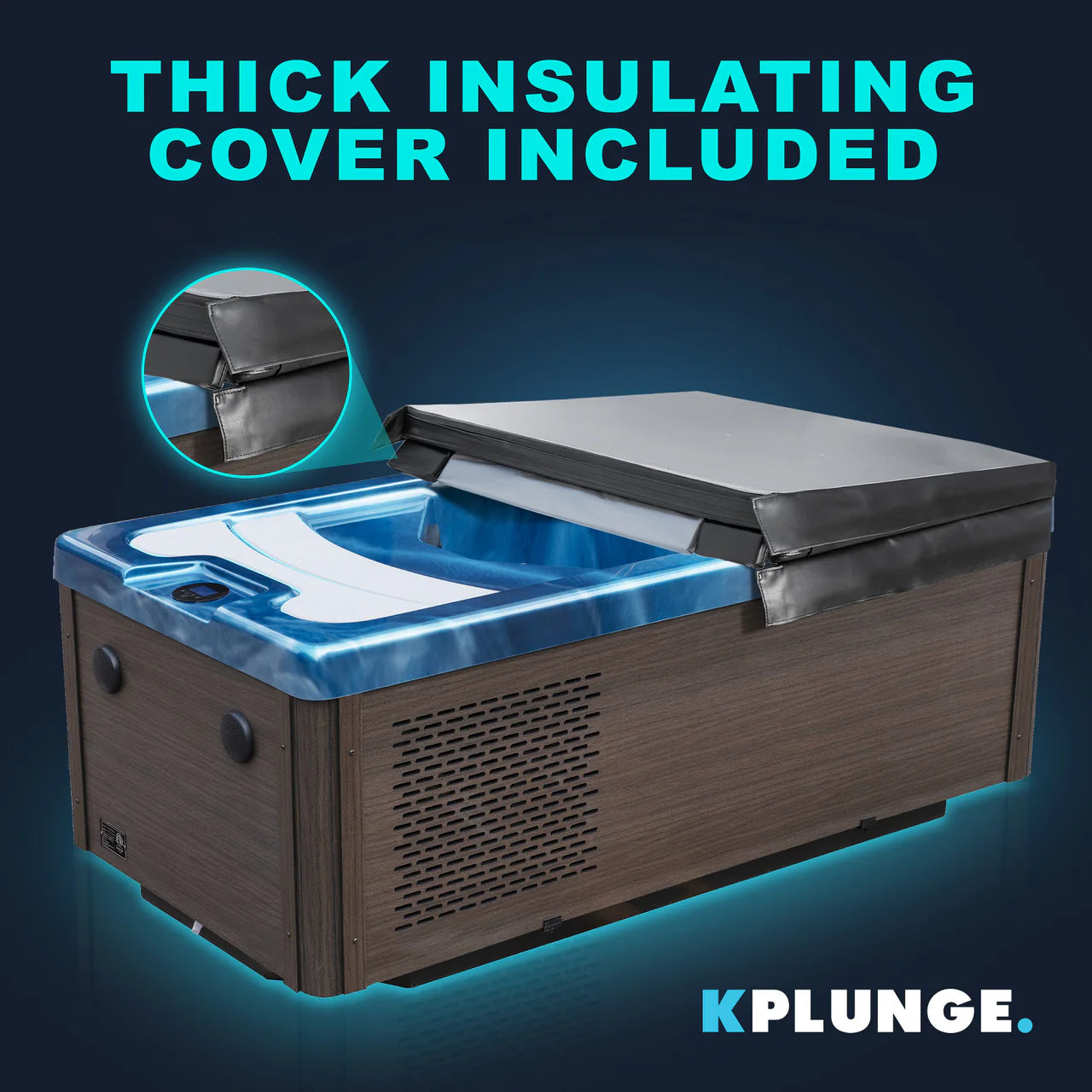 K-PLUNGE All-in-One Cold Plunge and Hot Tub with Built-in Chiller, Lights, and WiFi in Blue