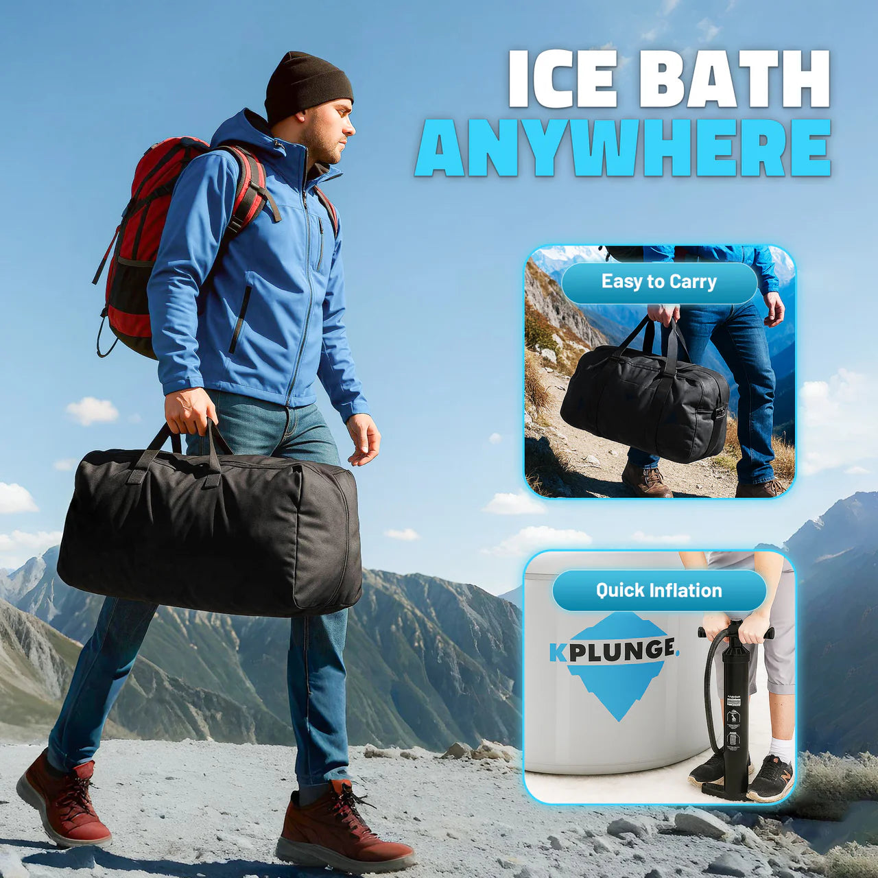 K-PLUNGE Arctic Fox Inflatable Cold Plunge Ice Bath/Hot Tub 1 HP