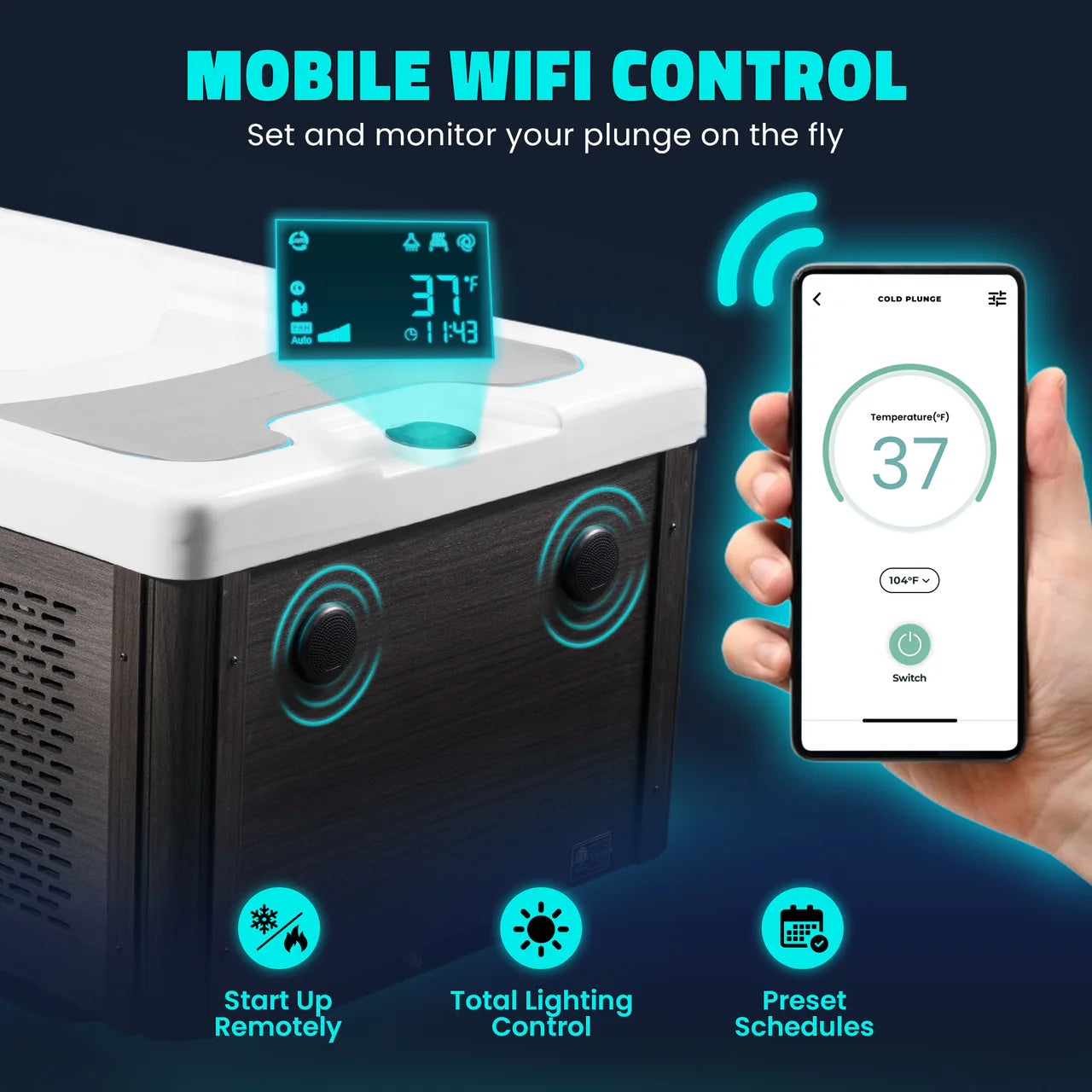 K-PLUNGE All-in-One Cold Plunge and Hot Tub with Built-in Chiller, Lights, and WiFi in White