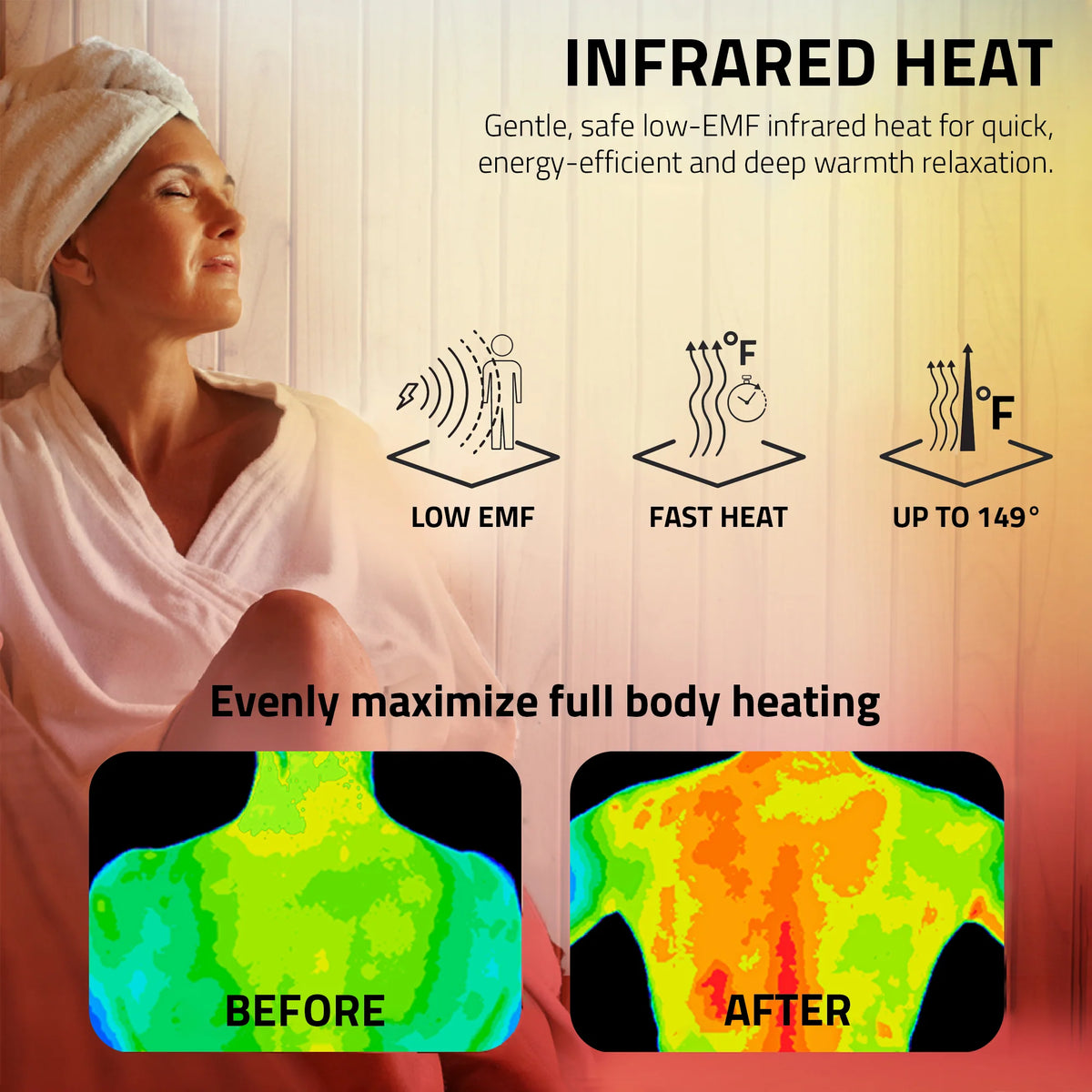3-Person Infrared Heater Indoor Sauna With Red Light Therapy, Chromotherapy Lights, WiFi Control, Black Canadian Hemlock